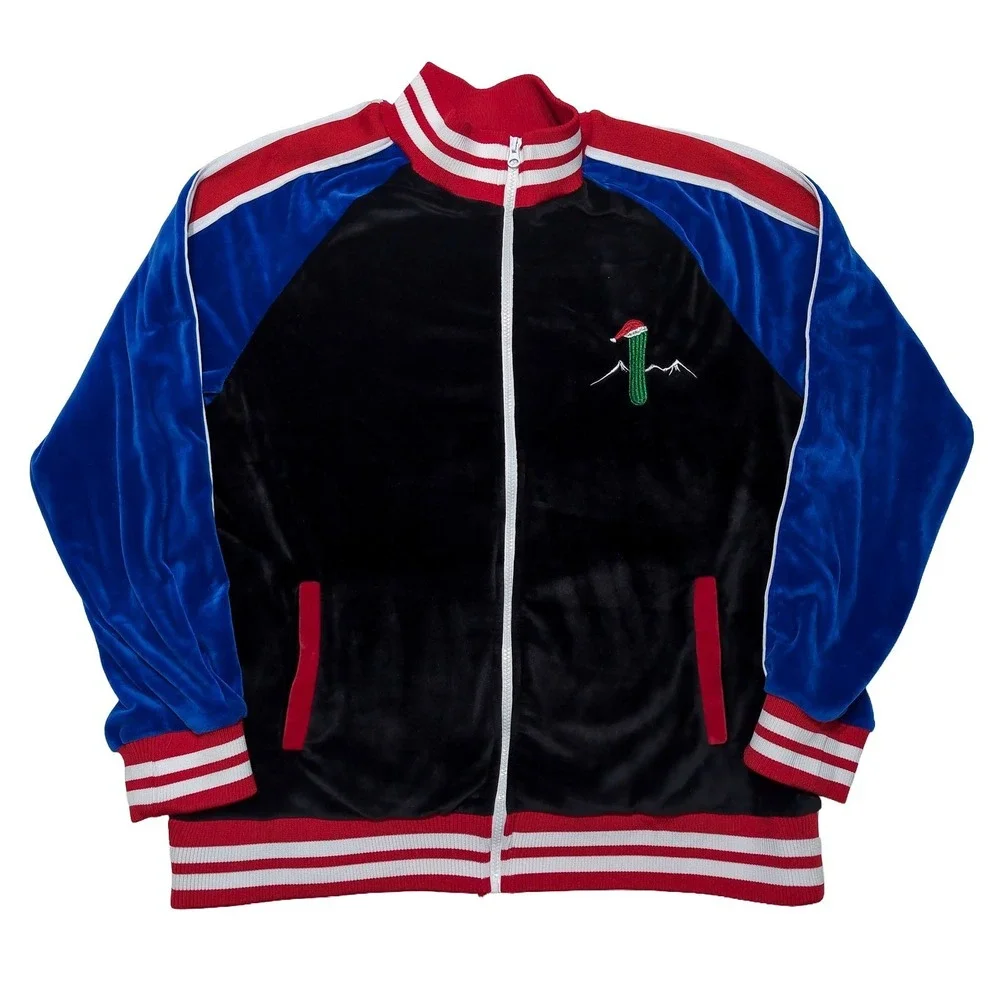 BLIZZARD BAY Velour Track Jacket Santa Claus Snowboard Christmas Red Blue Large